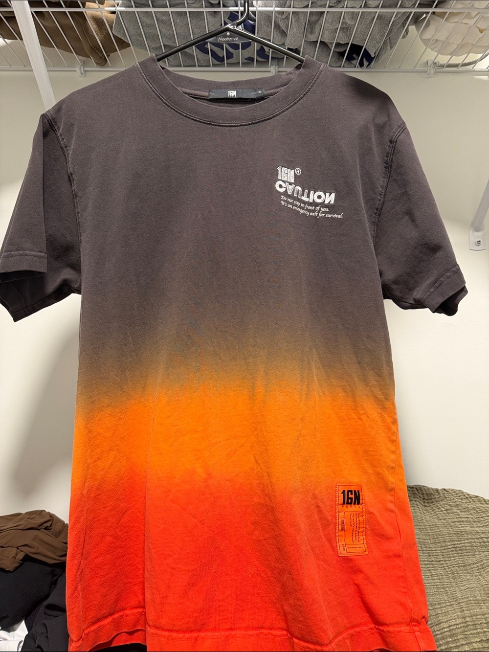 Gradient Black to Orange Casual Button Down Shirt